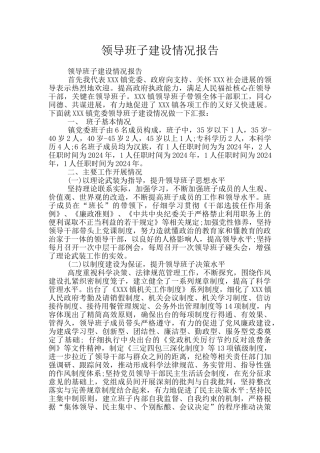 领导班子建设情况报告