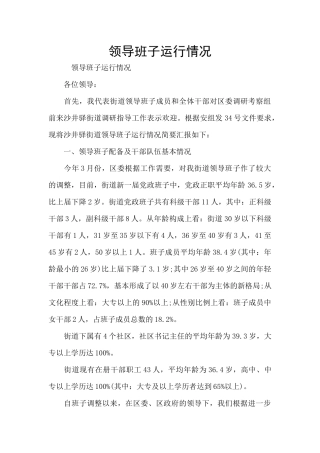 领导班子运行情况