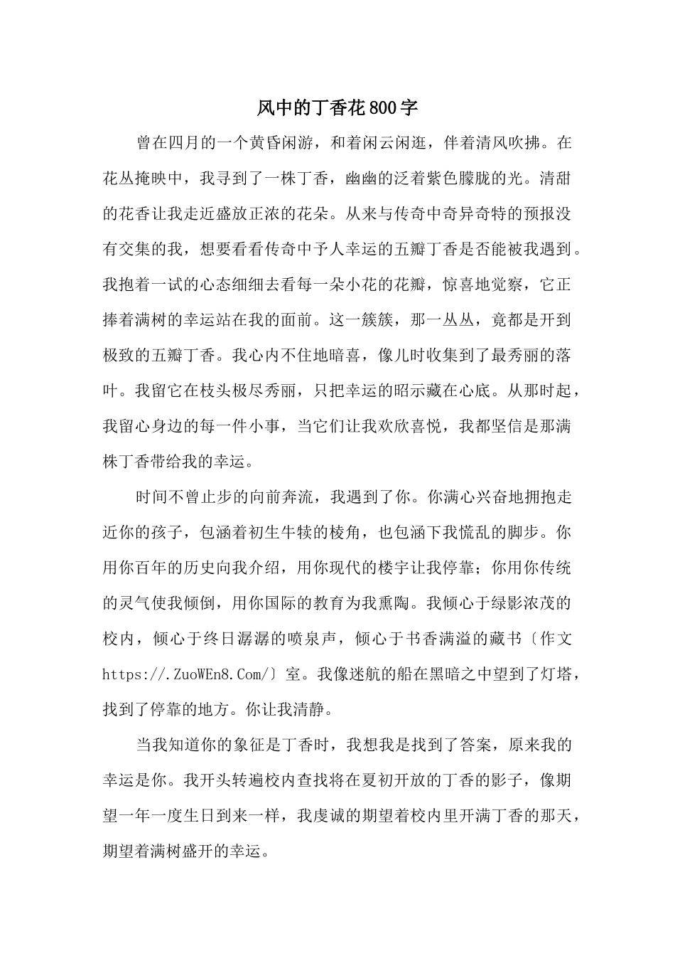 风中的丁香花800字_第1页