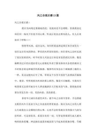 风之谷观后感13篇