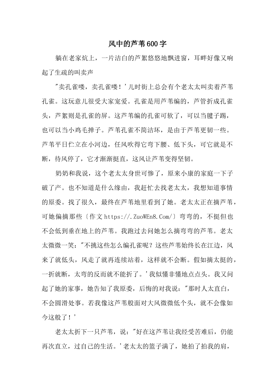 风中的芦苇600字_第1页
