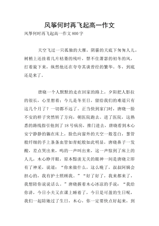 风筝何时再飞起高一作文
