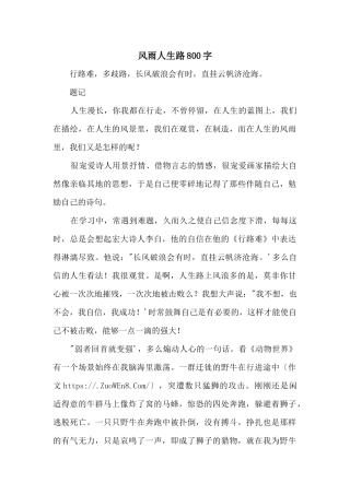 风雨人生路800字