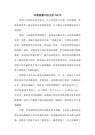 风雨侵袭中的无价700字