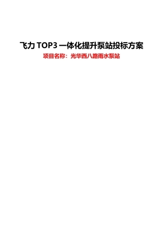 飞力TOP3一体化泵站方案