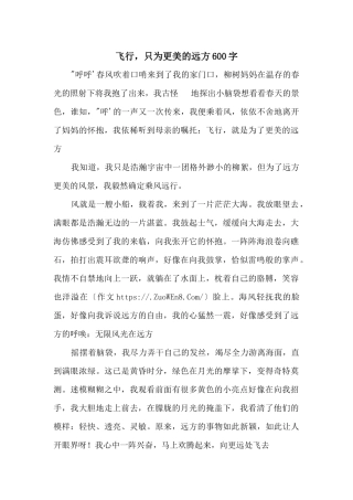 飞翔，只为更美的远方600字