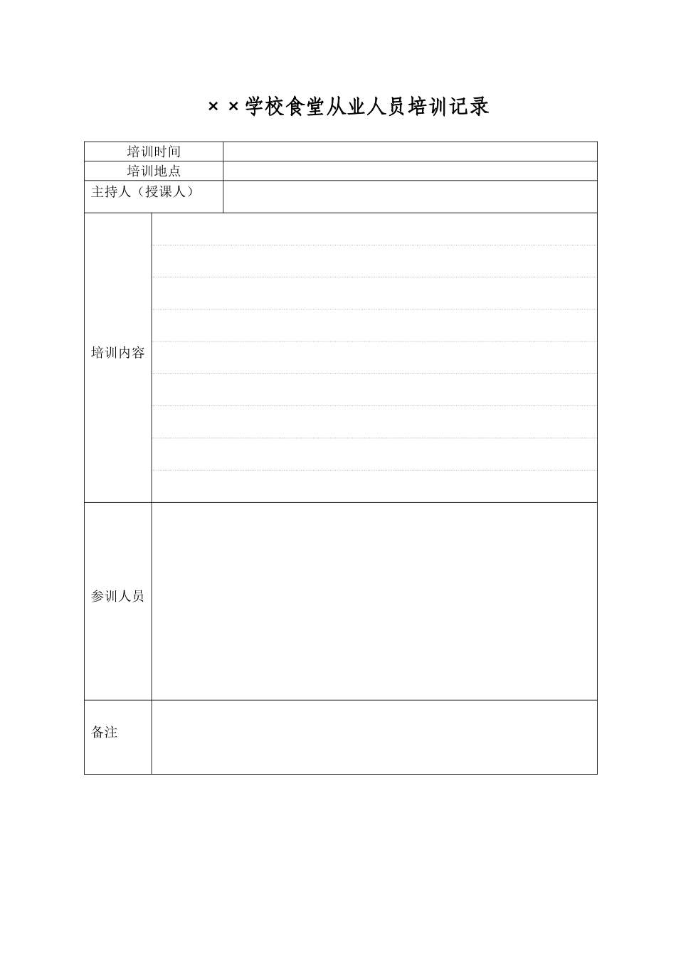 食品从业人员培训考核记录_第1页