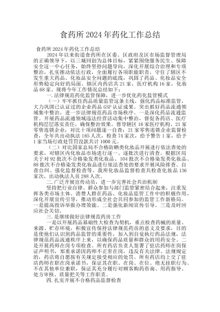 食药所2024年药化工作总结