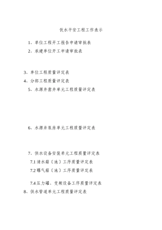 饮水安全工程质量评定系列表
