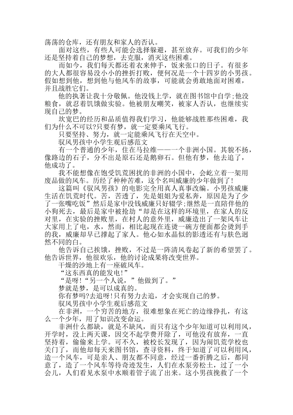 驭风男孩中小学生观后感2024年5篇_第2页