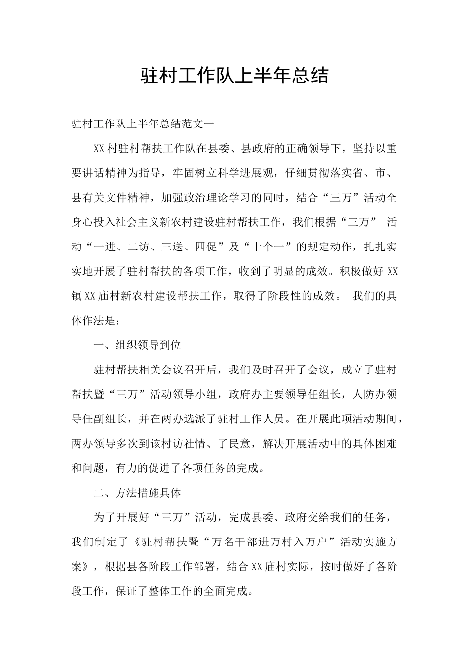 驻村工作队上半年总结_第1页