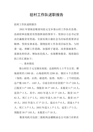 驻村工作队述职报告