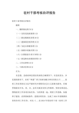 驻村干部考核自评报告
