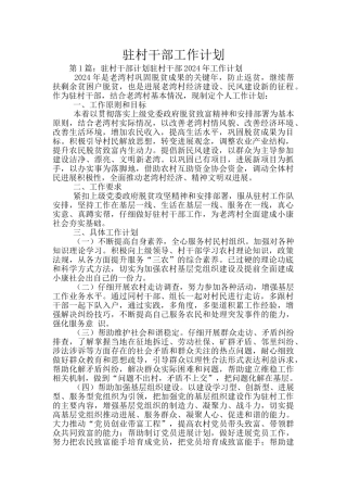 驻村干部工作计划