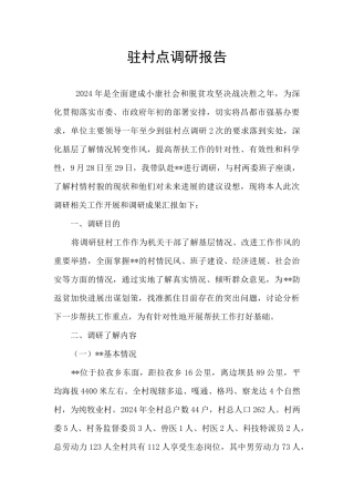驻村点调研报告