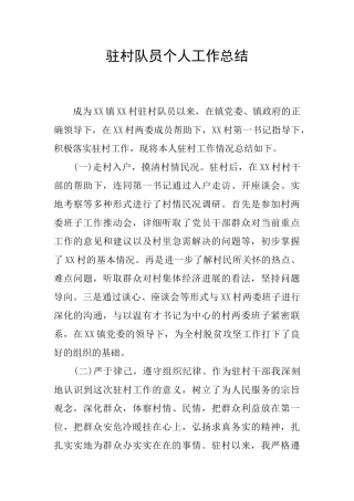 驻村队员个人工作总结