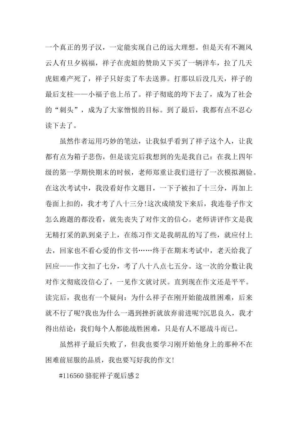 骆驼祥子观后感700字5篇_第2页