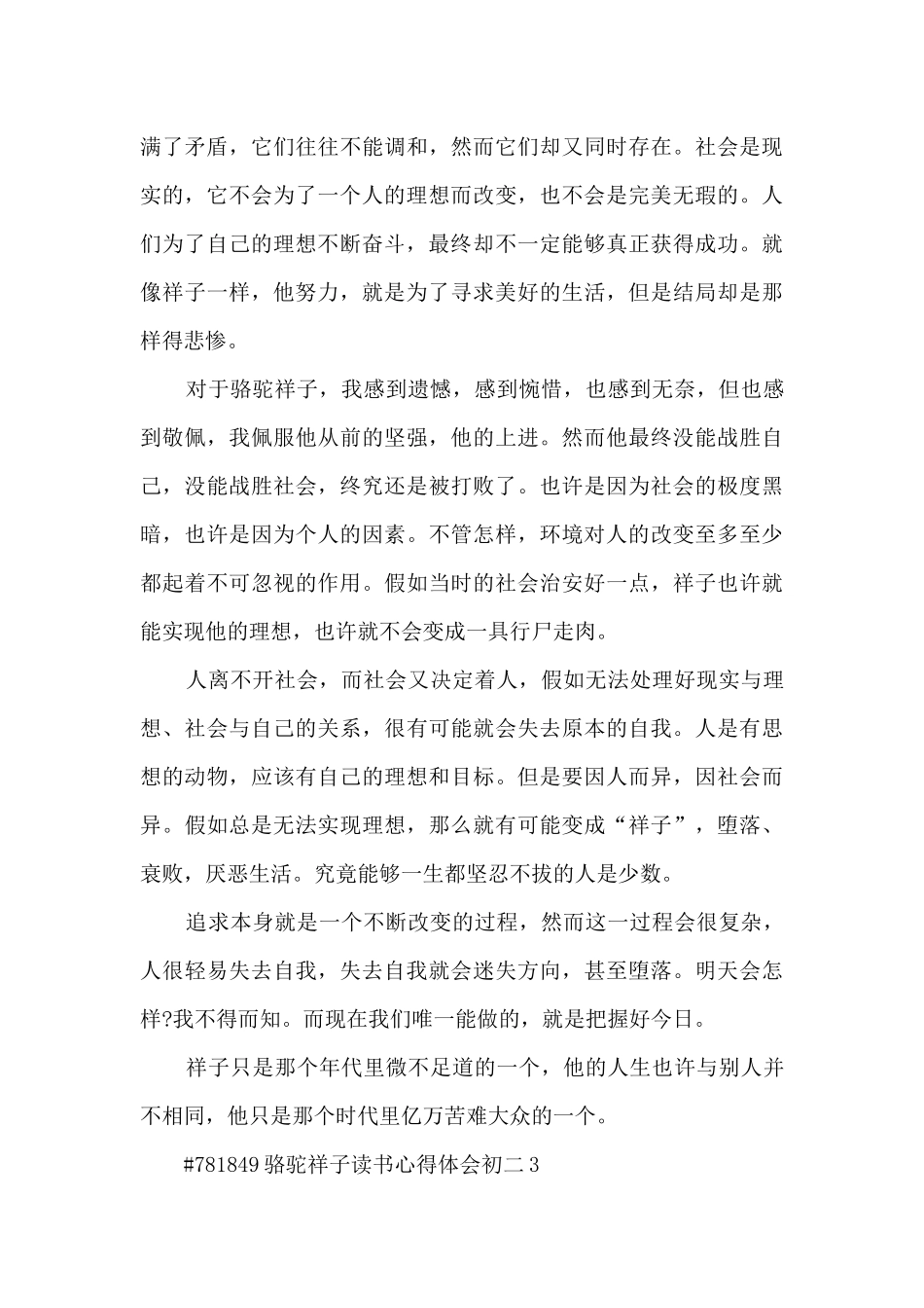 骆驼祥子读书心得体会初二5篇通用_第3页