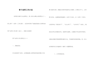骨干教师工作计划