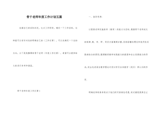 骨干教师年度工作计划五篇