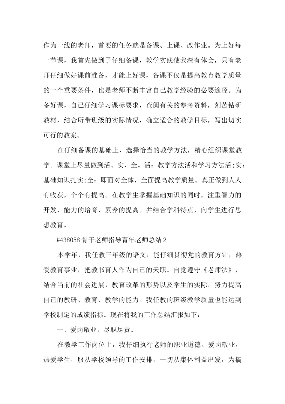 骨干教师指导青年教师总结范本5篇_第3页