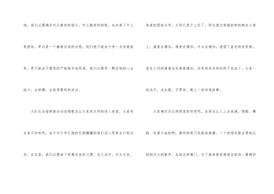 高一军训心得体会集合七篇_第2页