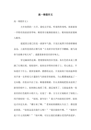 高一寒假作文