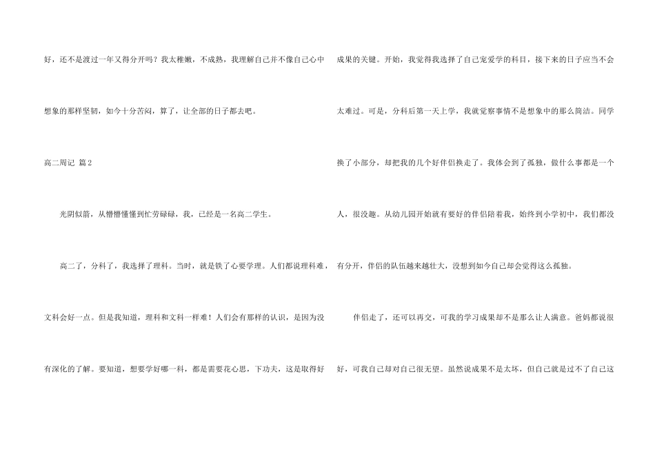 高二周记模板集合7篇_第2页