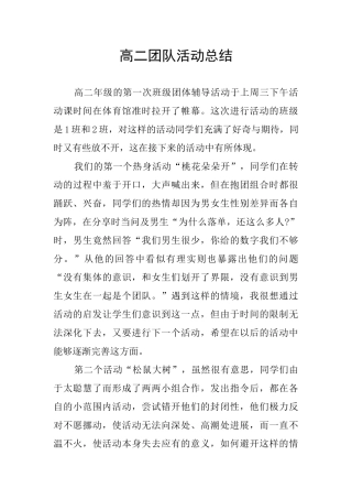 高二团队活动总结