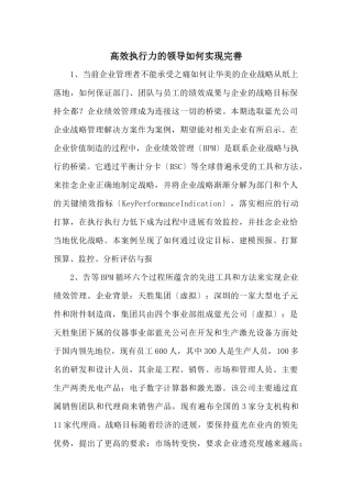 高效执行力的领导如何实现完美