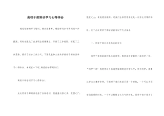高校干部培训学习心得体会