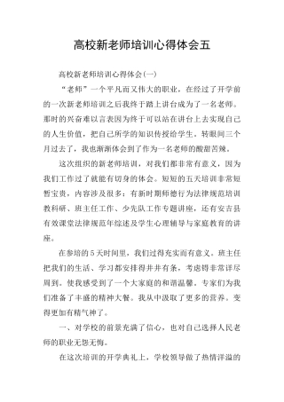 高校新教师培训心得体会五