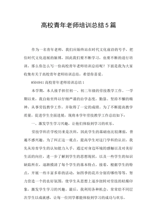 高校青年教师培训总结5篇