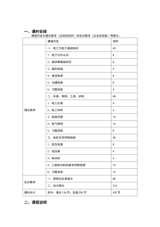 高级电工培训大纲