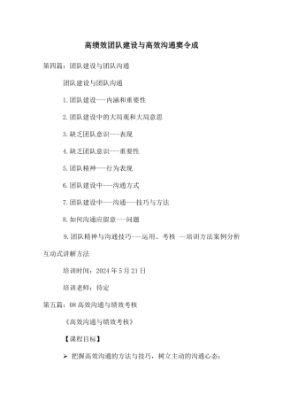 高绩效团队建设与高效沟通窦令成