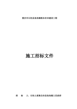 鱼池镇基本农田建设工程施工招标文件