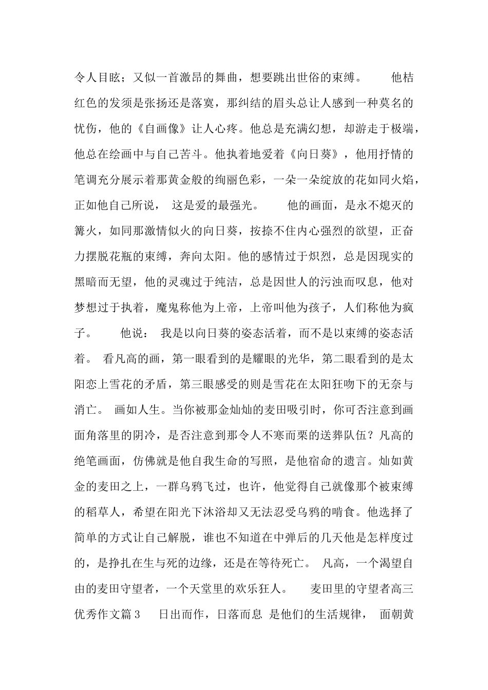 麦田里的守望者高三优秀作文通用4篇2024_第3页