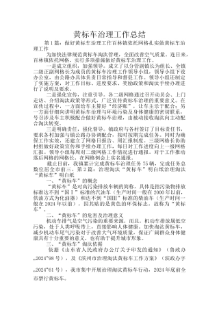 黄标车治理工作总结