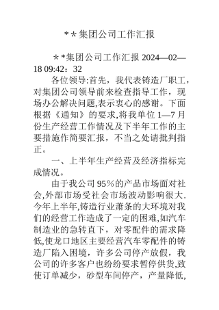 --集团公司工作汇报