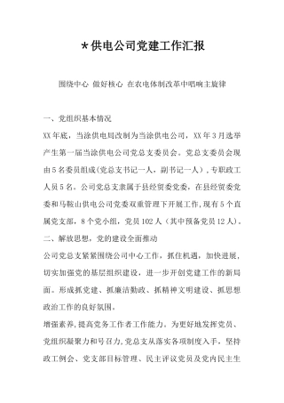 -供电公司党建工作汇报