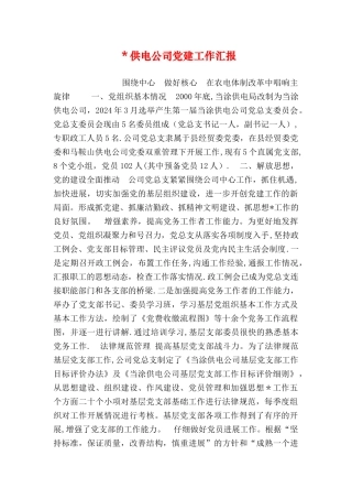 -供电公司党建工作汇报
