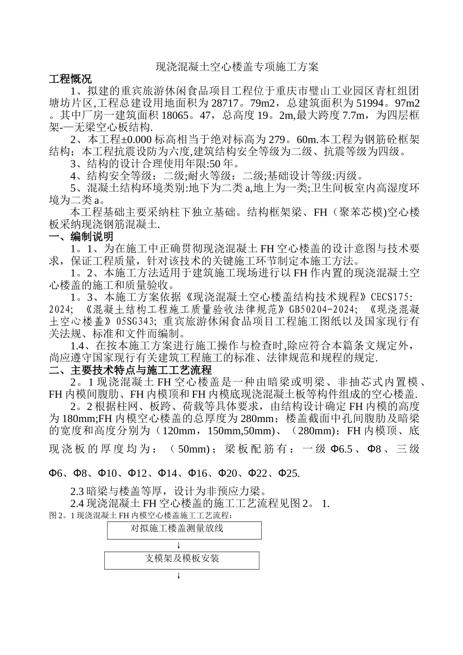 -现浇施工混凝土空心楼盖施工方案_第1页