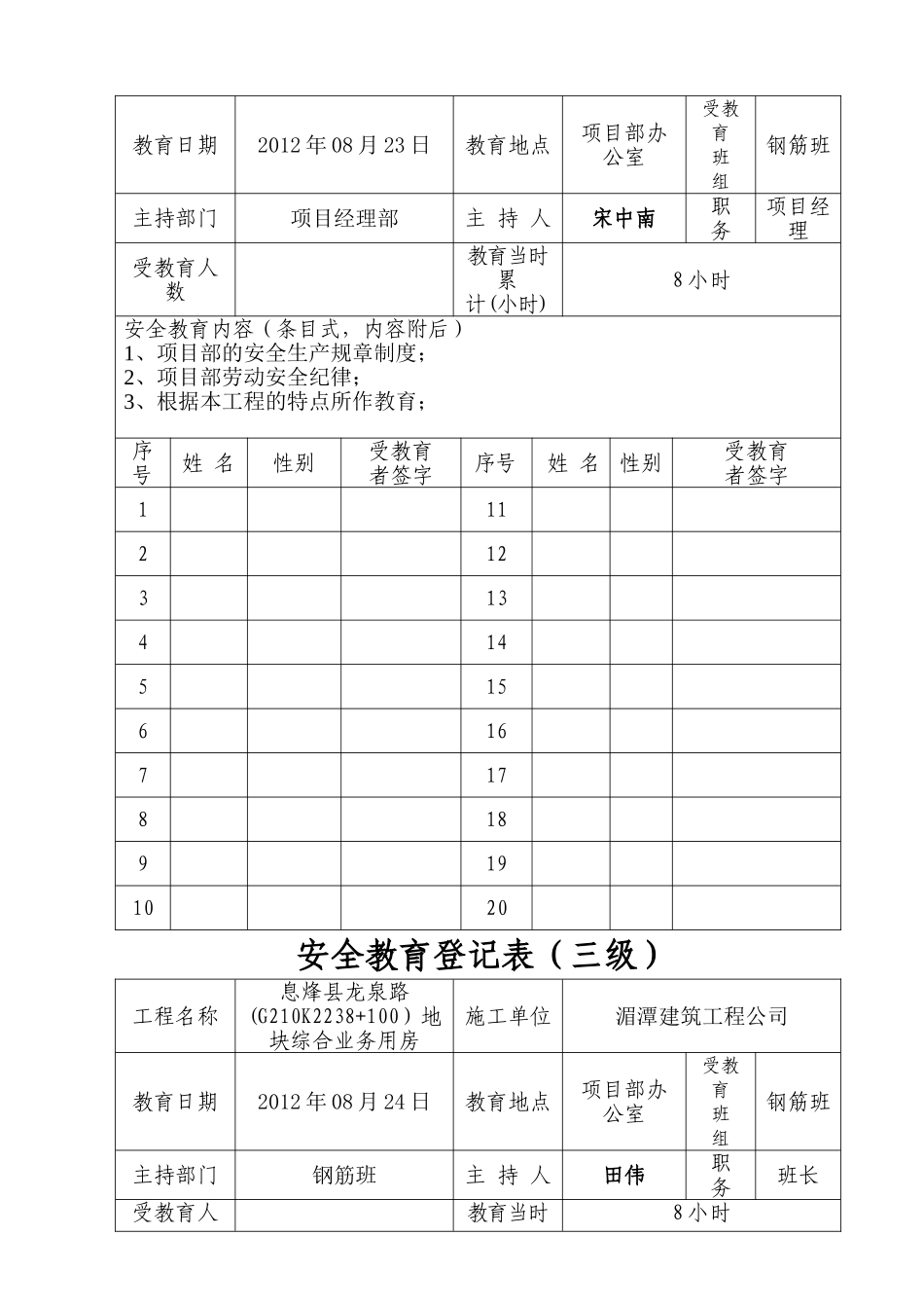 一、二、三级安全教育登记表_第2页