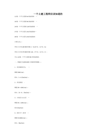 一个土建工程师应该知道的