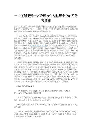 一个案例说明一人公司与个人独资企业的所得税处理