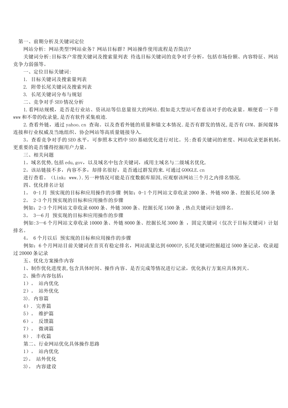 一份完善的网站优化计划书_第1页