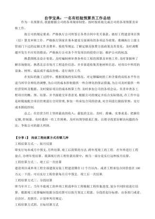 一名老预算员的工作总结