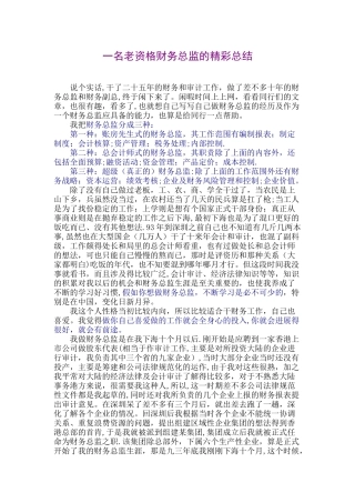 一名老资格财务总监的精彩总结