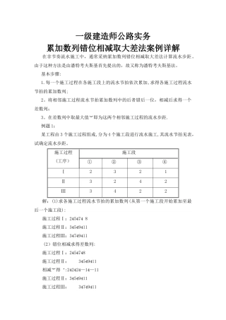 一建实务累加数列错位相减取大差法案例详解