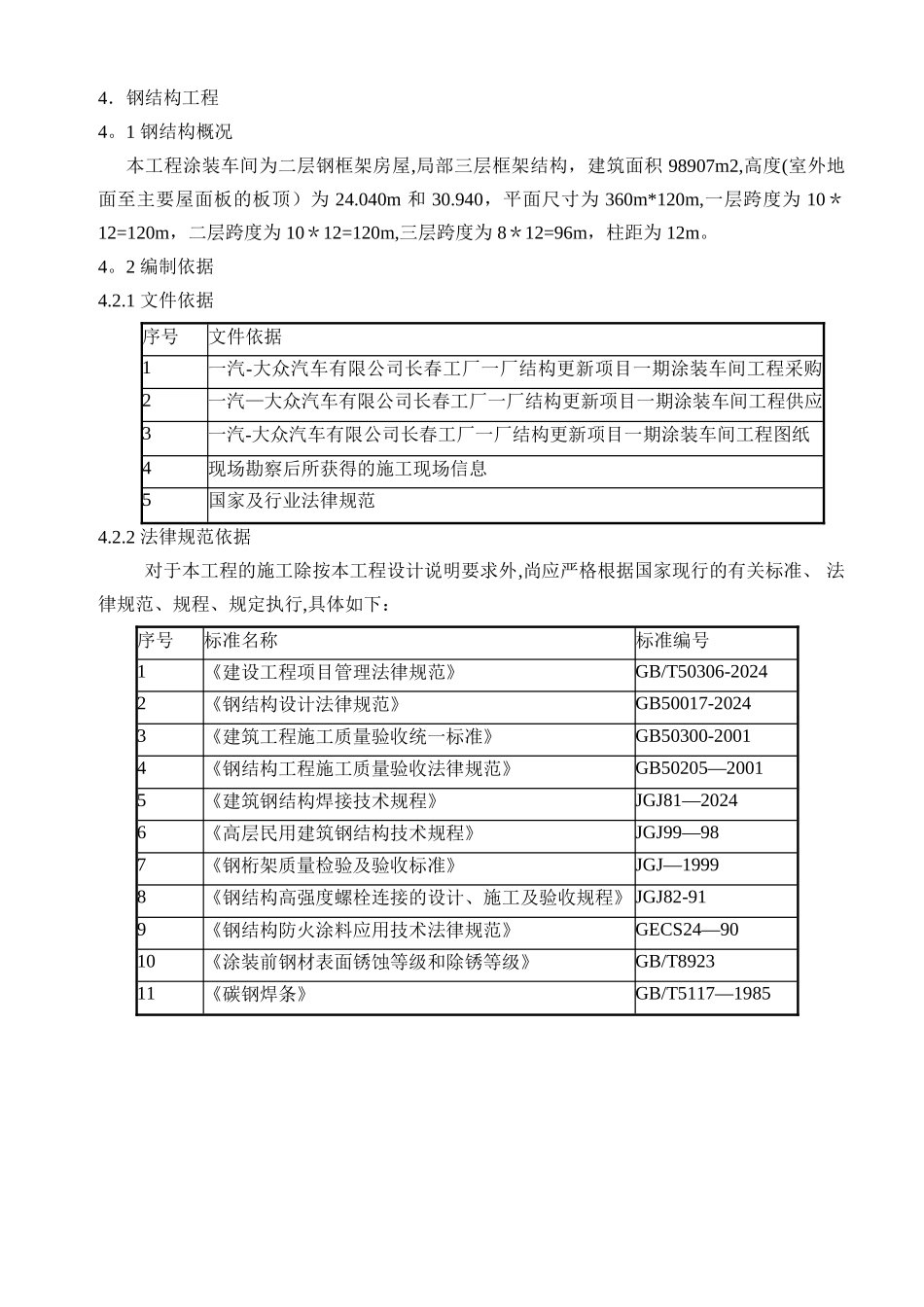 一汽某涂装车间钢结构部分施工组织设计_第1页